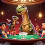 Experience thrilling poker action with 33wins as a brontosaurus joins a clever raptor at a high-stakes table.