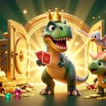 Engage in thrilling gameplay with 33wins in this vibrant casino scene featuring dinosaurs and treasures.