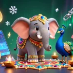 Nk88 promotes exciting casino experiences with vibrant elephant and peacock in a rich, colorful illustration.