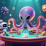 Experience thrilling gaming with ace96 casino featuring a vibrant alien octopus at a holographic poker table.