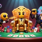 Caswino casino scene with a bumblebee mob boss and vibrant gaming elements