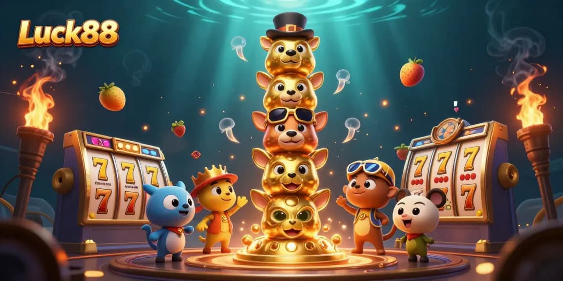 Win big with the vibrant Luck88 slot game featuring a dynamic totem pole and exciting game elements.