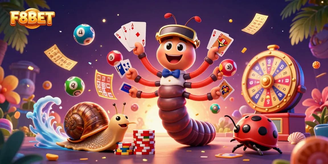 Engage with F8BET's exciting casino scene featuring colorful elements and dynamic action.