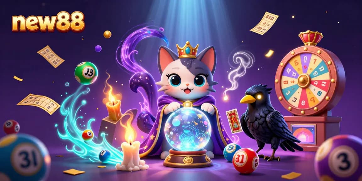 Experience winning thrills with new88 in this vibrant 3D illustration of a mystical casino scene.