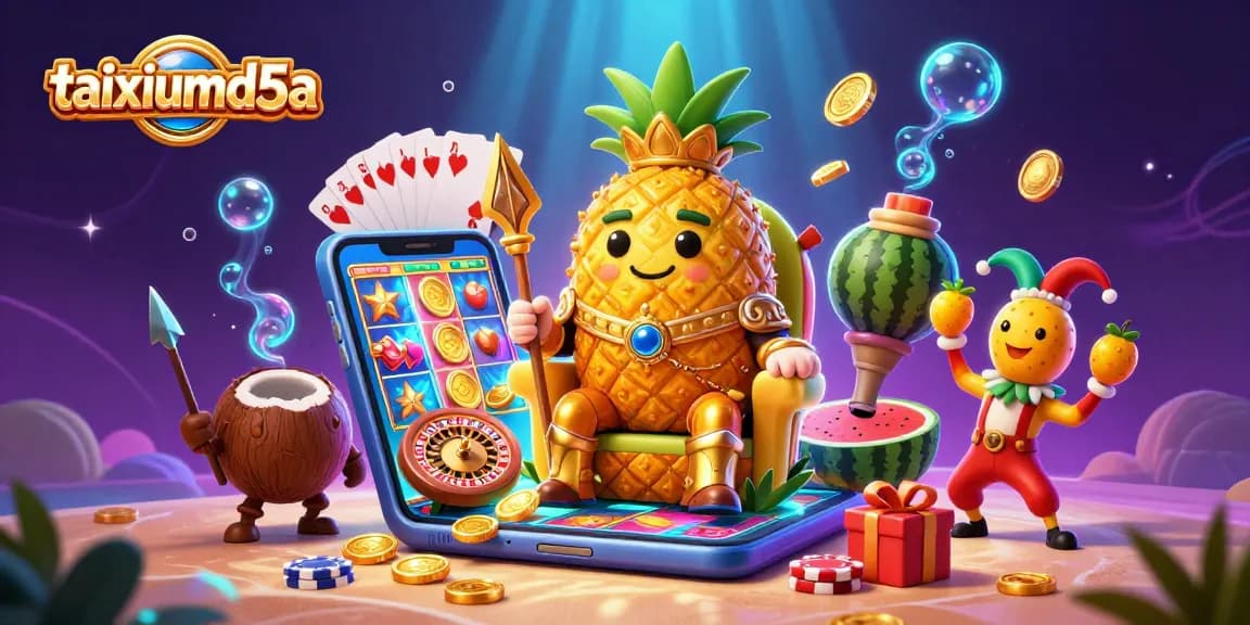 Engage with taixiumd5a as the golden pineapple king rules a vibrant beach casino.