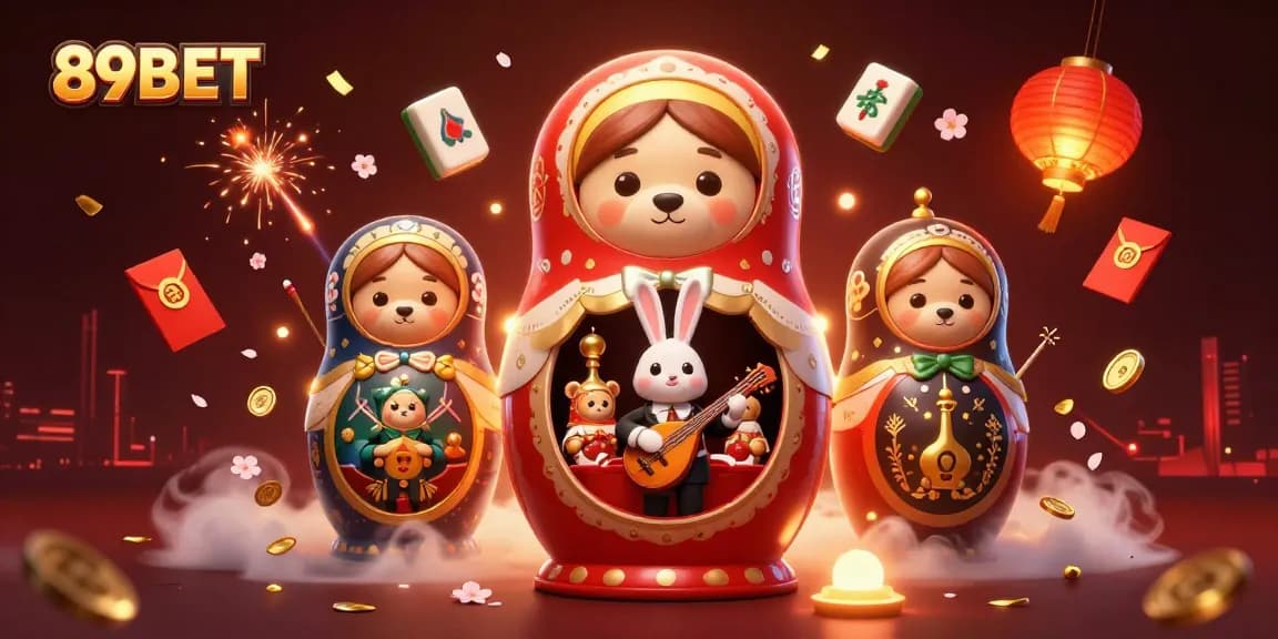 Experience the vibrant energy of 89BET with animated casino characters and elements in a festive scene.