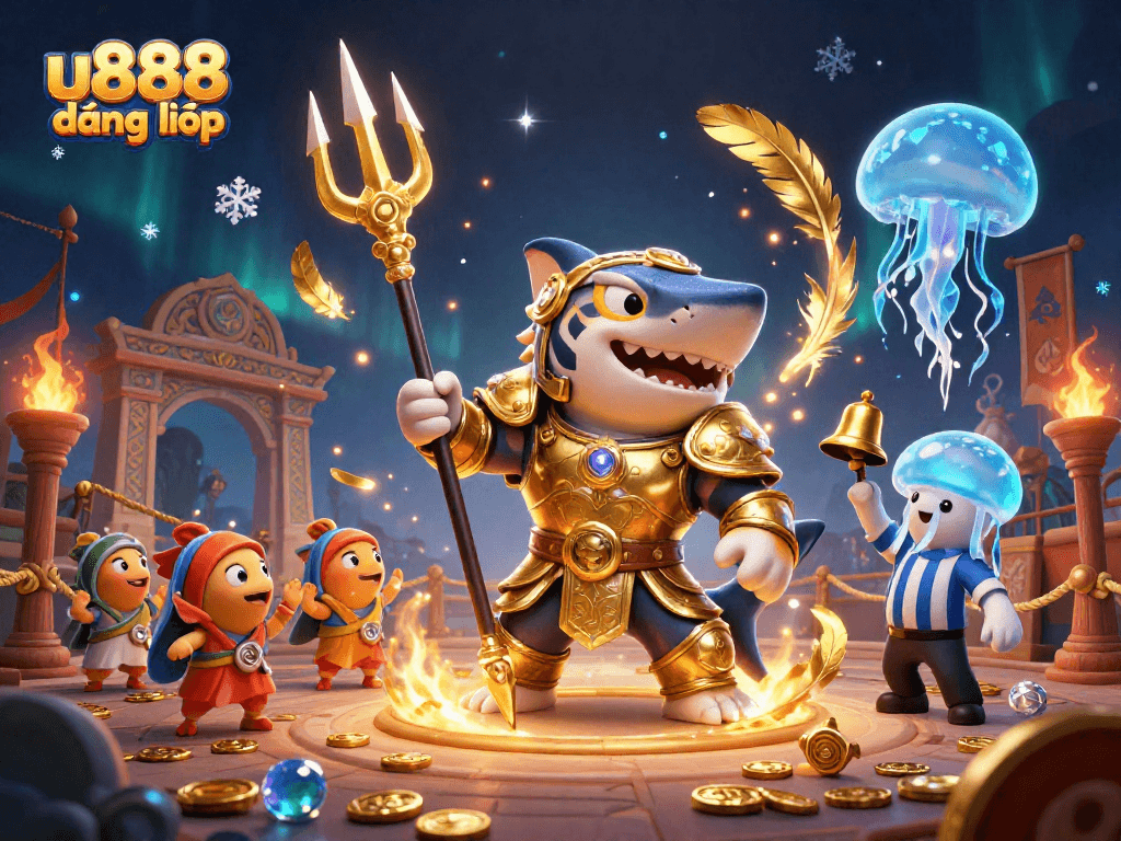 Engage with U888 đăng nhập for thrilling casino action featuring a stunning underwater arena scene.