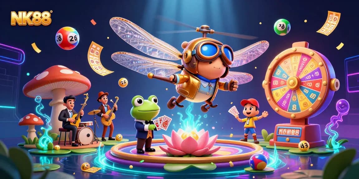 Experience vibrant gameplay and winnings at NK88's lily pad casino with immersive elements.