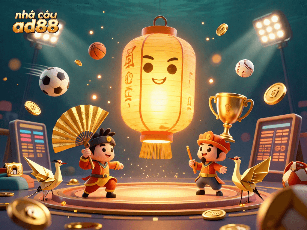 Experience the vibrant world of nhà cái ad88 with dynamic sports elements and glowing casino features.