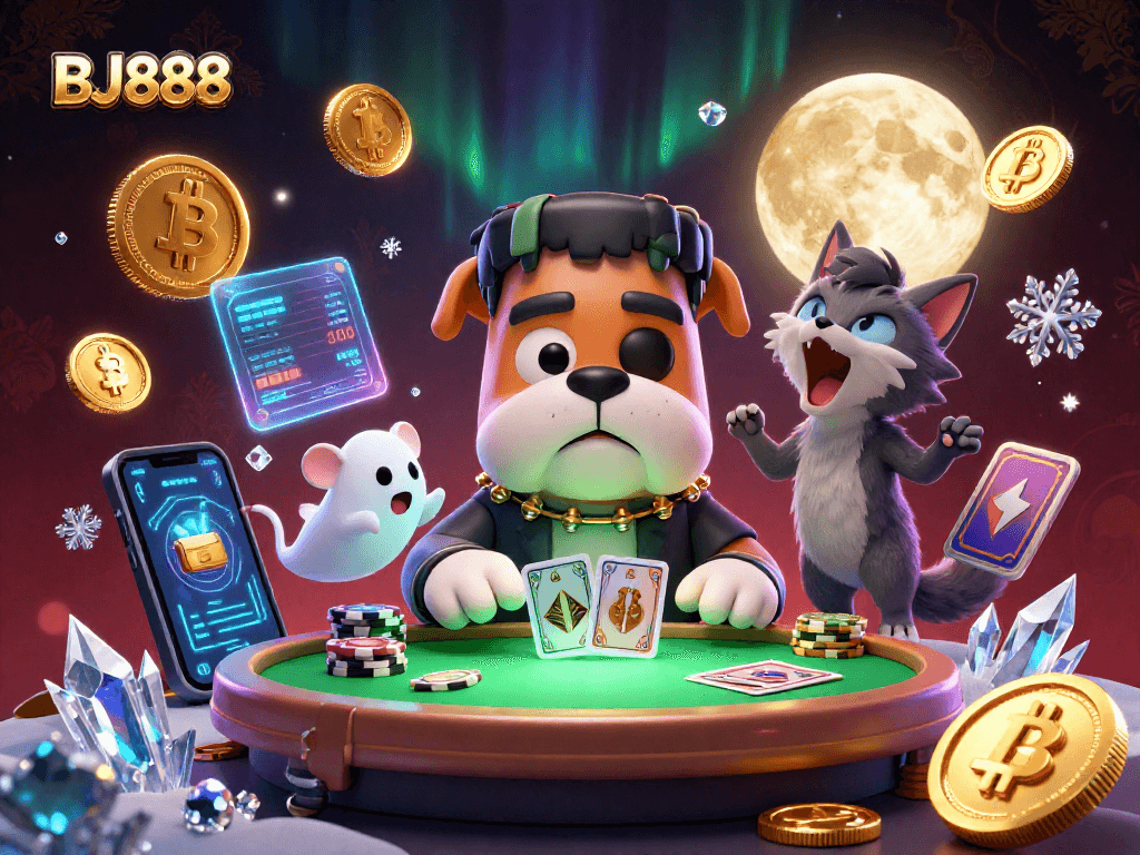 Experience thrilling gaming at BJ888 with a lively 3D scene of unique characters and rich casino elements.