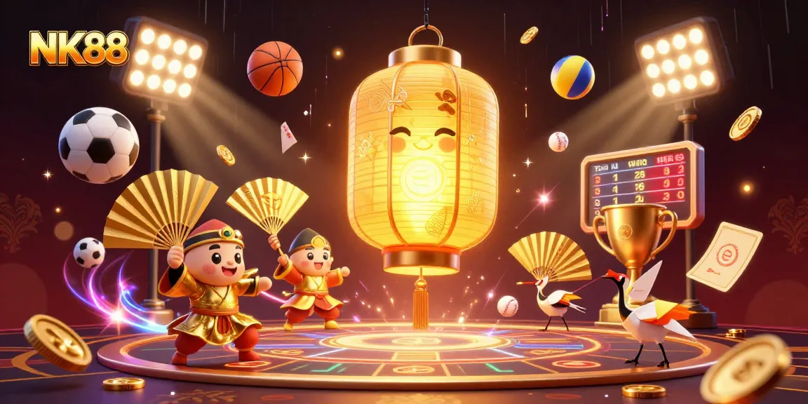 Experience exciting betting action at NK88 with dynamic sports elements and vibrant scenes.