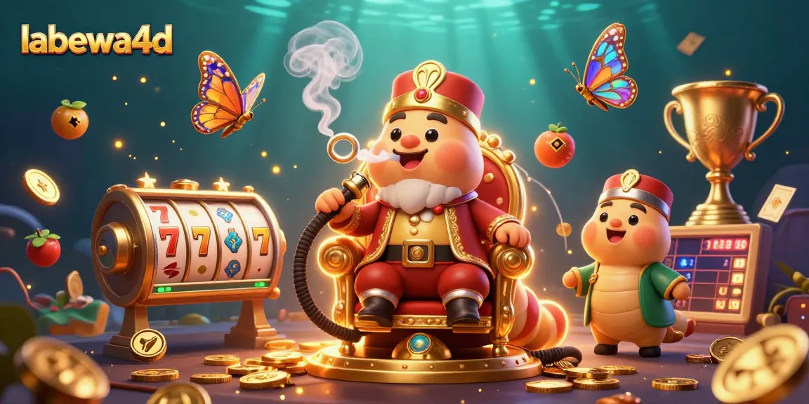 labewa4d memukau dengan ilustrasi 3D slot game yang semarak, menampilkan karakter dalam suasana ceria.