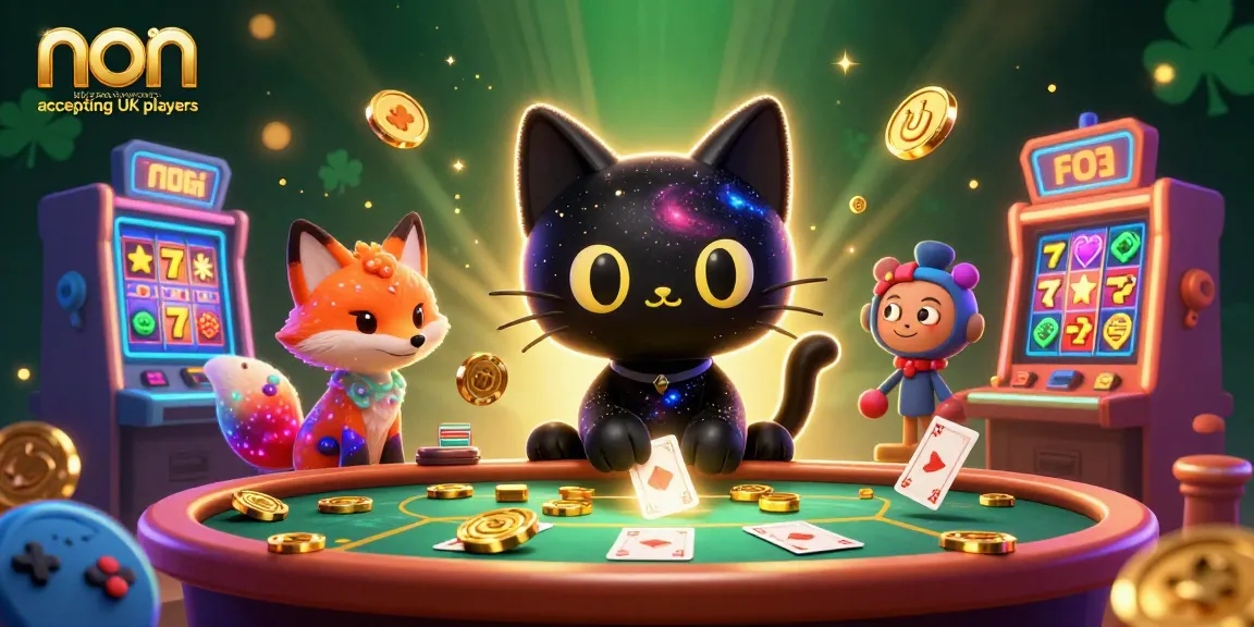 Experience the thrill at non UK casinos accepting UK players, featuring enchanting characters and vibrant gaming elements.