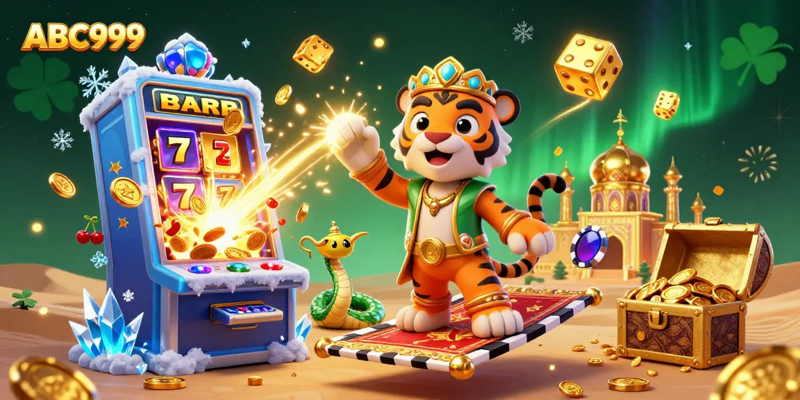 Experience the excitement of ABC999 with vibrant 3D casino illustrations and engaging game elements.