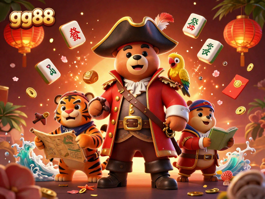 Experience thrilling wins at gg88 with vibrant 3D pirate-themed casino illustration, capturing the excitement of gaming.
