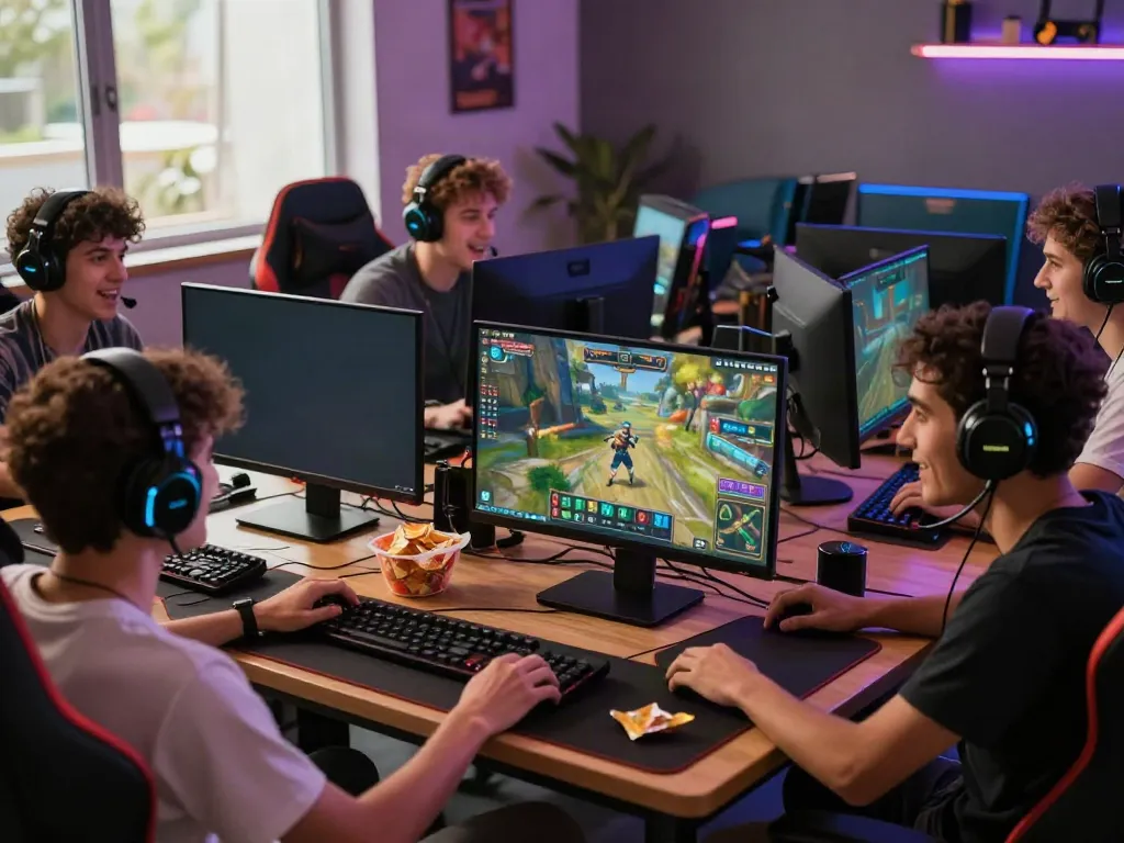 Players engaging with games at https://rokok88.com, showcasing excitement in a cozy gaming environment.