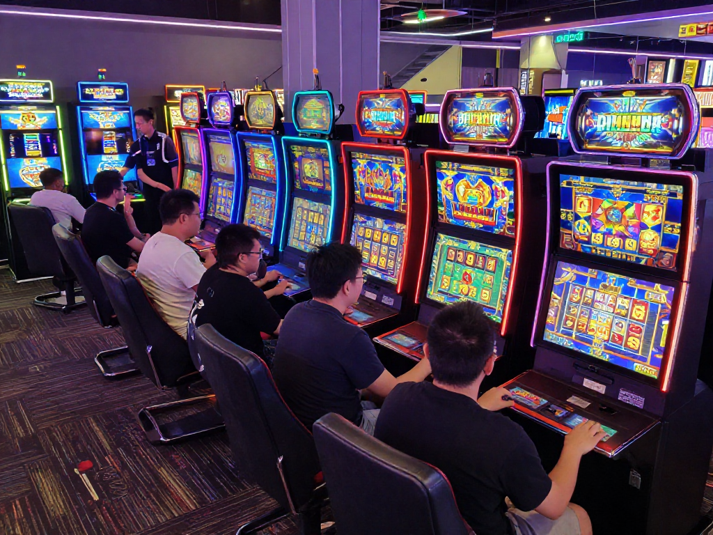 Players celebrating slot jackpot wins in a vibrant online gaming environment.