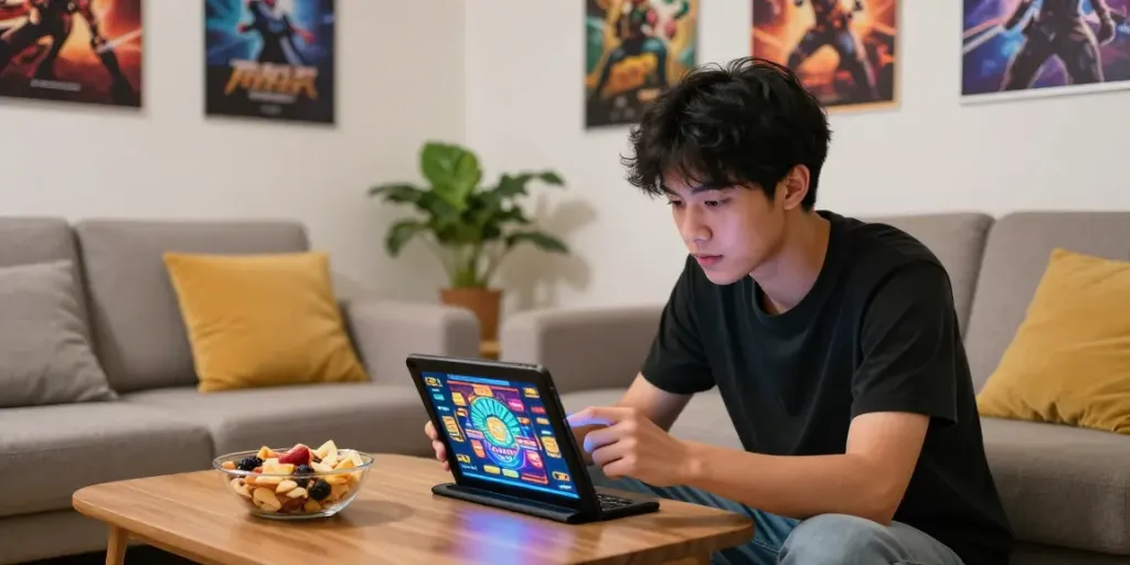 Mobile gaming experience with http://11bet-app.net/ on a tablet in a cozy living room.