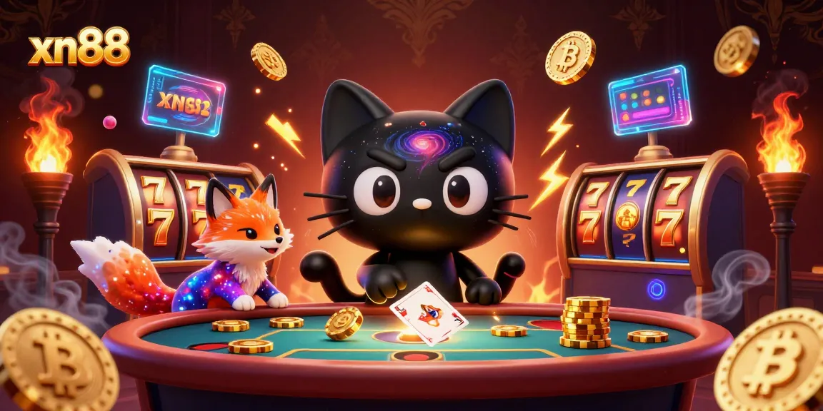 xn88 captivates players with a cosmic scene showcasing gambling excitement with magical characters and countless coins.