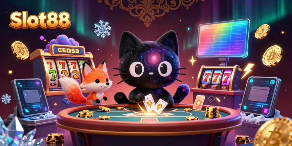 Experience an exhilarating scene of Slot88 gameplay featuring vibrant characters and casino elements.