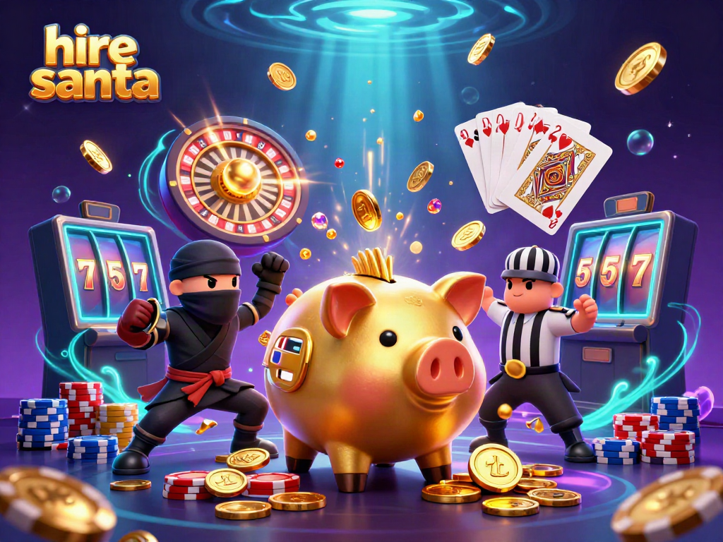 Engage in the festive fun to hire Santa with exciting 3D casino illustrations of Christmas characters.