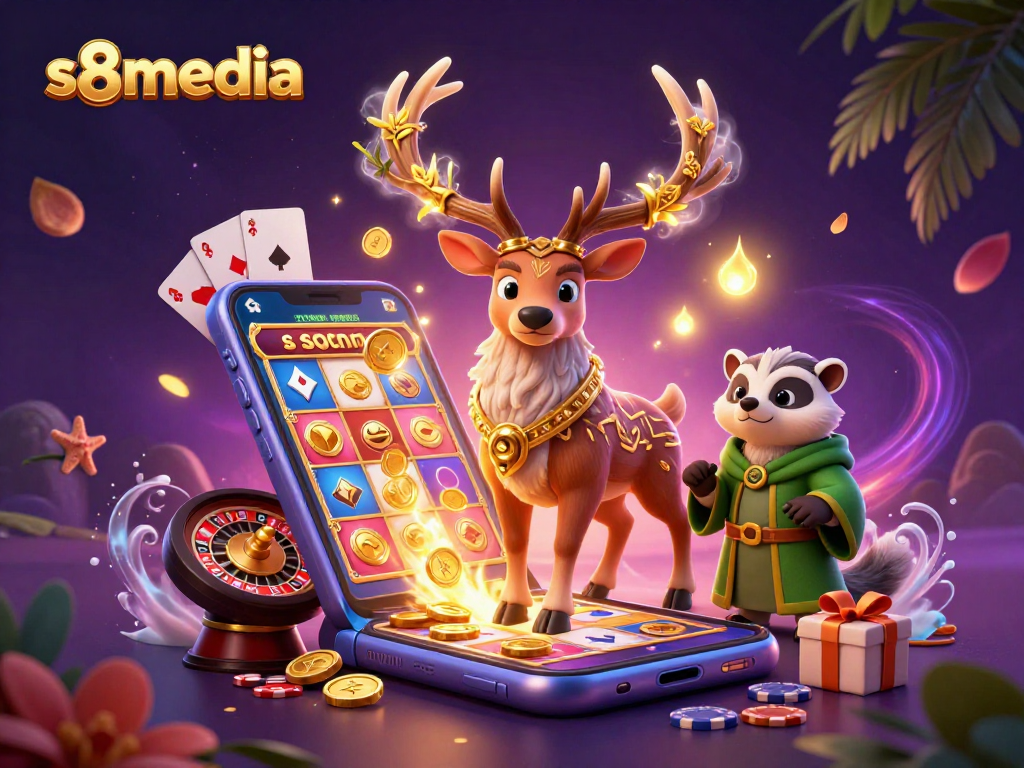 Engage in thrilling gaming adventures with s8media's vibrant casino illustration.