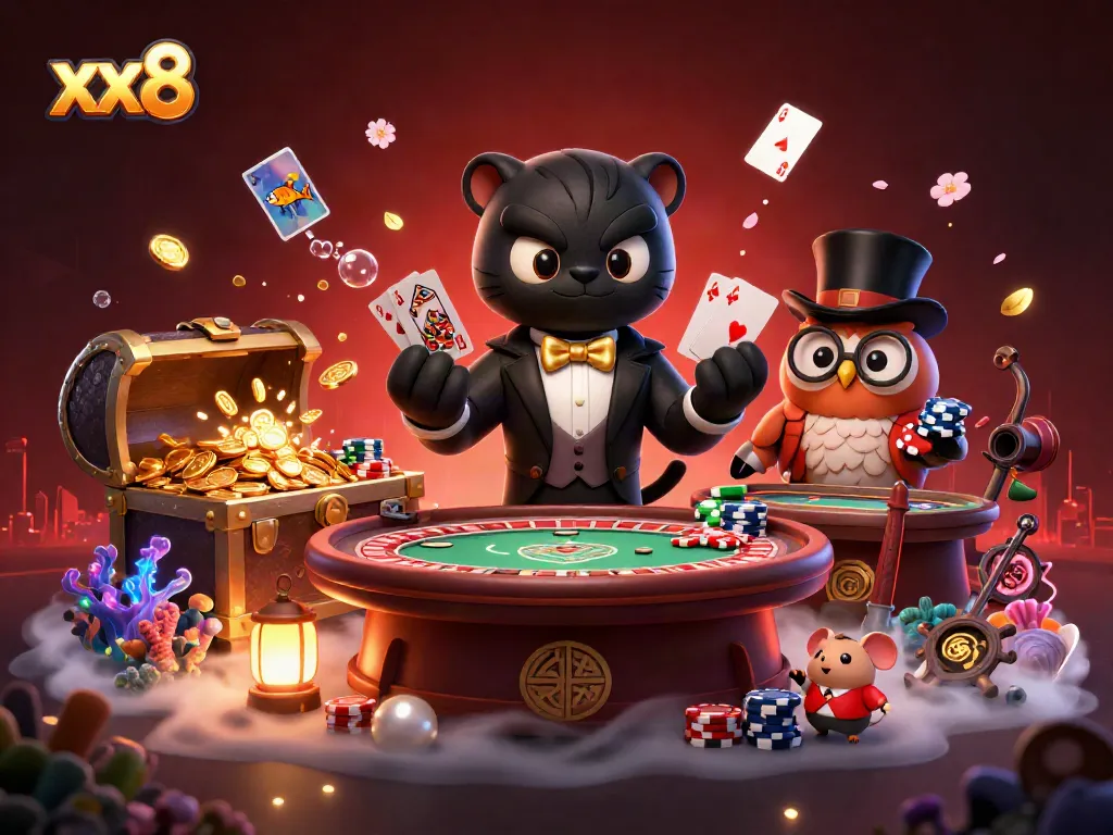 Engage with high-stakes action in xx8 casino featuring 3D characters and vibrant elements.
