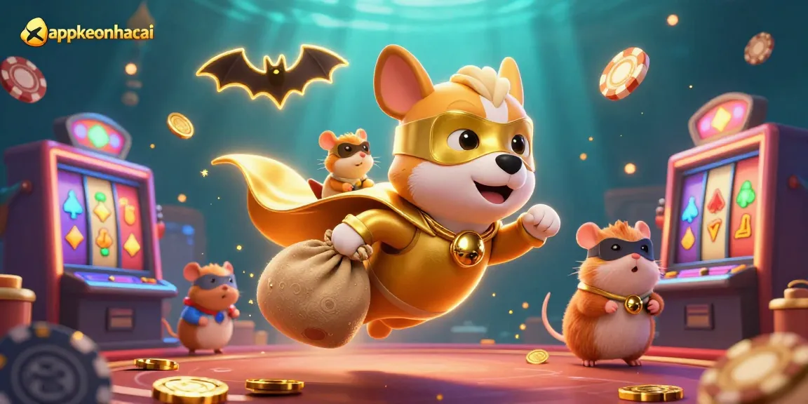 Bet on appkeonhacai to witness superhero action and exciting casino elements in a vibrant 3D illustration.