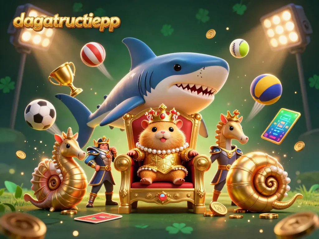 Engage with dagatructiepp's thrilling betting scene showcasing a golden hamster king presiding over sports action.