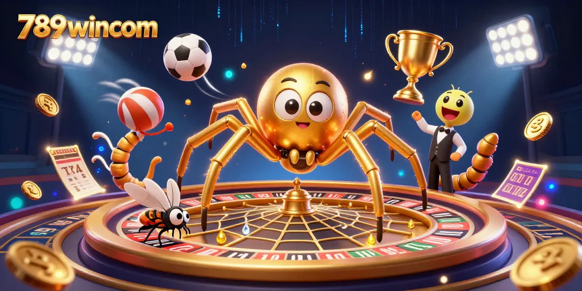 Engage in thrilling gameplay at 789wincom with our vibrant casino action scene showcasing a golden roulette web!