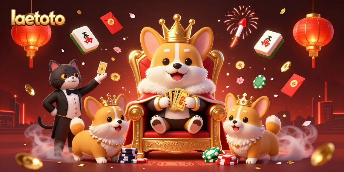 Experience laetoto with an engaging royal corgi scene showcasing vibrant casino elements and dynamic celebrations.