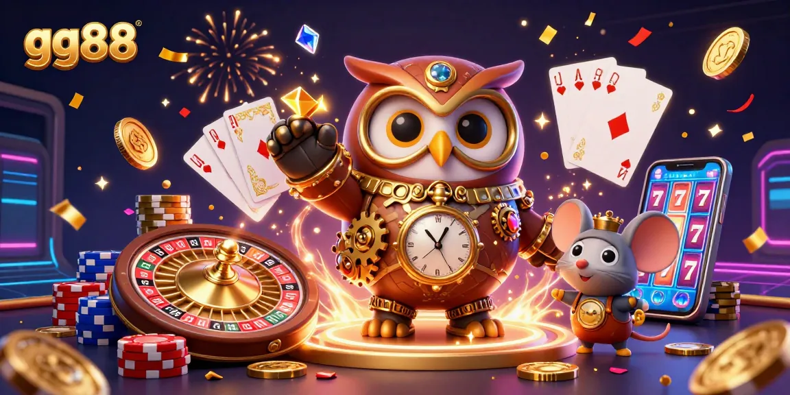Engage with gg88's vibrant gaming experience featuring golden coins and 3D roulette elements.