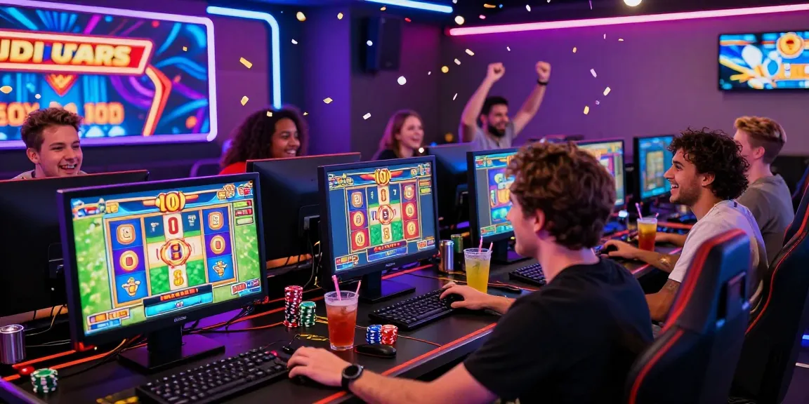 Players enjoying judi slot games in an exciting, vibrant online gaming environment.