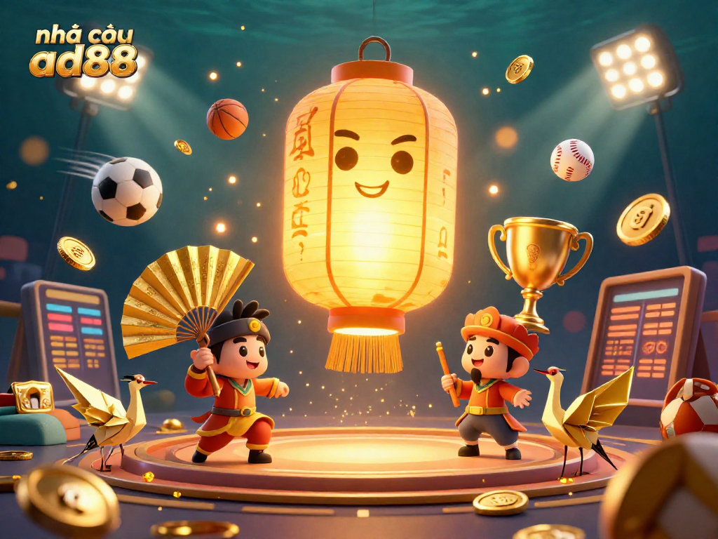 Experience the vibrant world of nhà cái ad88 with dynamic sports elements and glowing casino features.