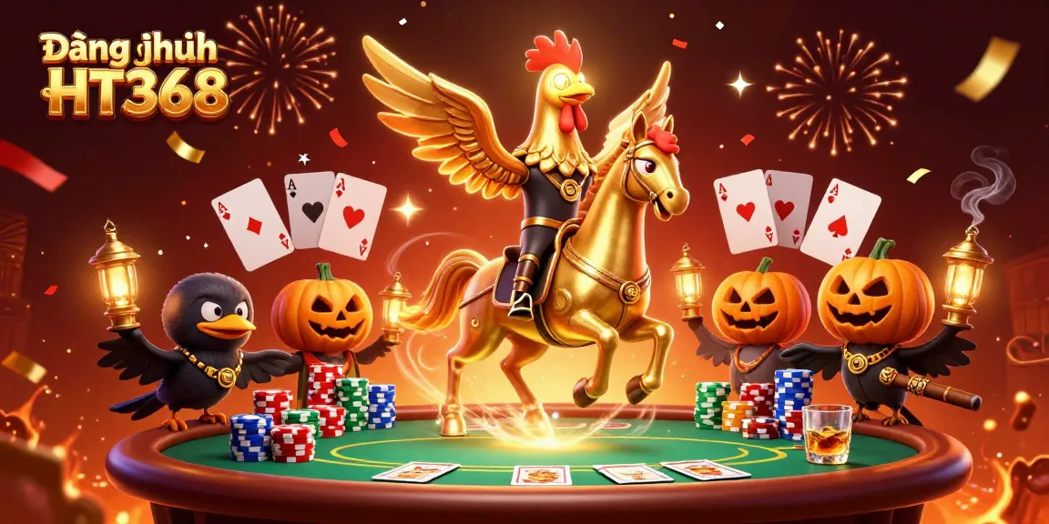 Experience the thrilling excitement of Đăng nhập HT368 with a vibrant 3D casino scene full of action.