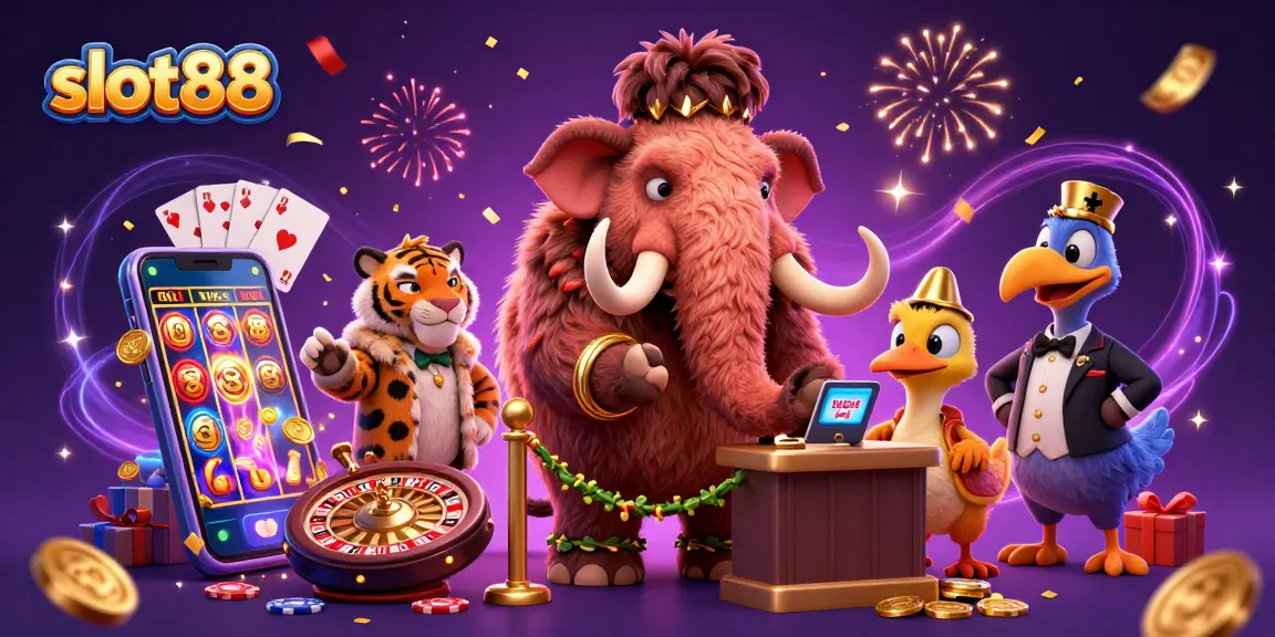 Experience excitement at slot88 with 3D characters, dynamic gaming elements, and vibrant casino atmosphere.