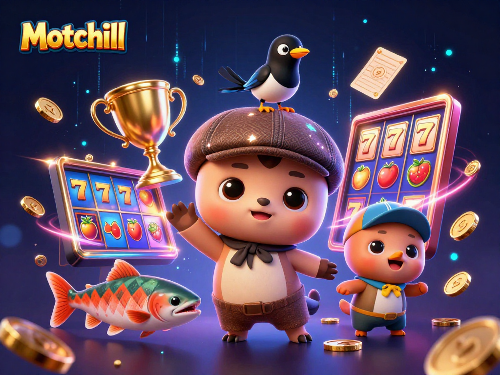 Engage with exciting slots at Motchill, featuring an adorable Loch Ness monster mascot and captivating casino elements