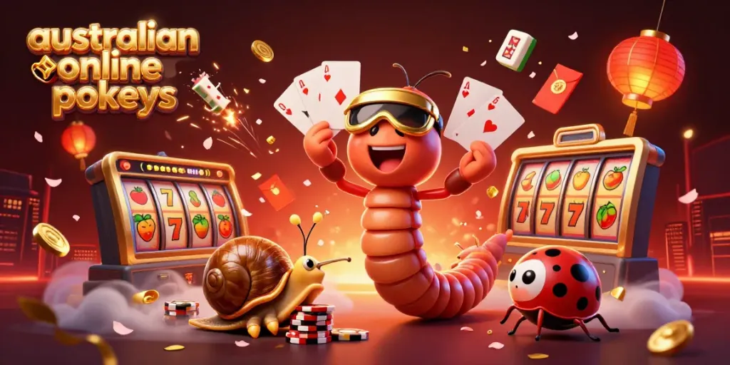 Engaging scene showcasing australian online pokies with a lively dealer and a vibrant casino atmosphere.