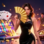 Experience thrilling gameplay at bl555in com with a stunning Asian woman in a vibrant casino setting.