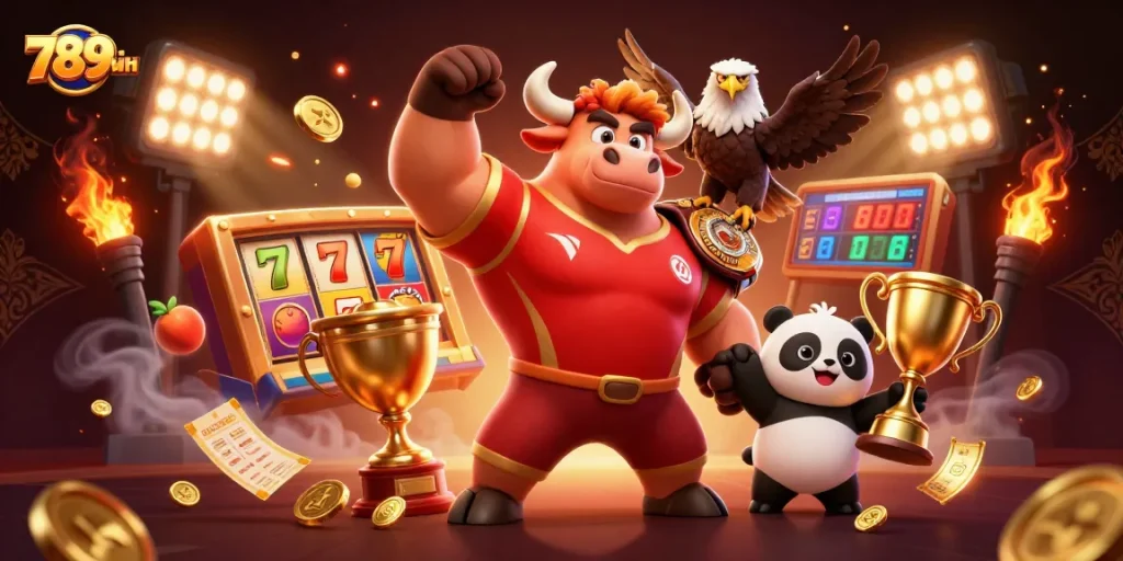 Winning at 789win with vibrant gaming elements in a dynamic victory scene.