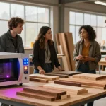 Shashel microwave technology demonstrating chemical-free woodworm treatment in a modern workshop.