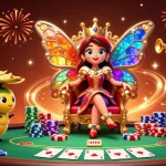 Engage with keonhacai's vibrant butterfly queen and poker elements in this enchanting casino scene.