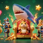Experience the excitement at c168da with dynamic gaming visuals and unique characters in a vibrant casino-themed landscape.