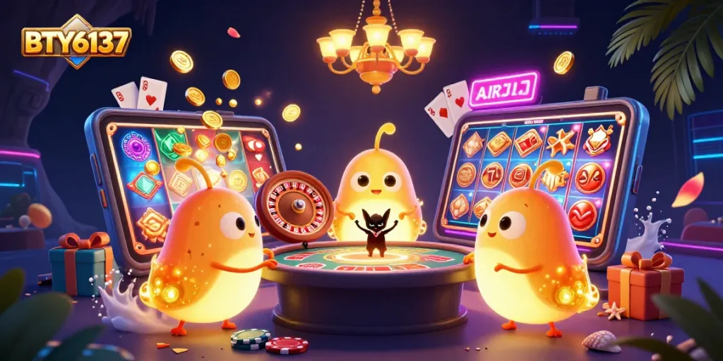 Engage in thrilling casino fun with BTY6137 featuring glowing glowworms and games galore.