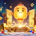 Experience the thrill of EE88 at the casino with vibrant floating lanterns and golden treasures.